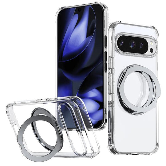 For Google Pixel 10 Pro XL kalebol MagSafe Metal Ring Holder Phone Case(Transparent)