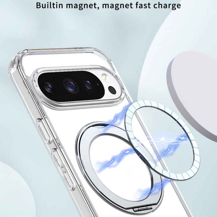 For Google Pixel 10 Pro XL kalebol MagSafe Metal Ring Holder Phone Case(Transparent) - Google Cases by Kalebol | Online Shopping UK | buy2fix