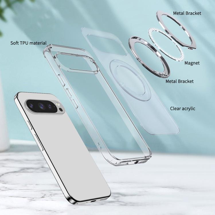 For Google Pixel 10 Pro XL kalebol MagSafe Metal Ring Holder Phone Case(Transparent) - Google Cases by Kalebol | Online Shopping UK | buy2fix