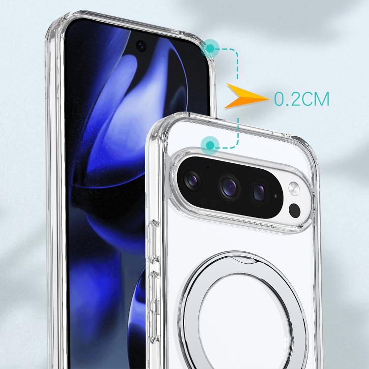 For Google Pixel 10 Pro XL kalebol MagSafe Metal Ring Holder Phone Case(Transparent) - Google Cases by Kalebol | Online Shopping UK | buy2fix