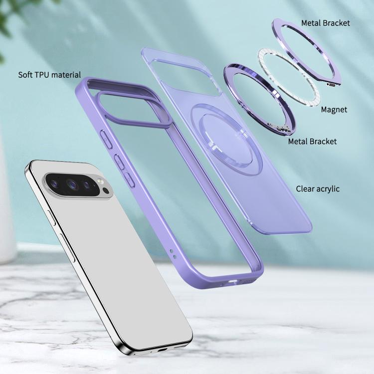 For Google Pixel 10 Pro kalebol MagSafe Metal Ring Holder Phone Case(Light Purple) - Google Cases by Kalebol | Online Shopping UK | buy2fix
