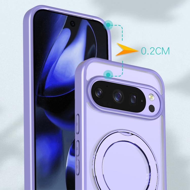 For Google Pixel 10 Pro kalebol MagSafe Metal Ring Holder Phone Case(Light Purple) - Google Cases by Kalebol | Online Shopping UK | buy2fix