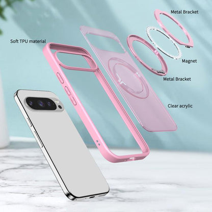 For Google Pixel 10 Pro kalebol MagSafe Metal Ring Holder Phone Case(Pink) - Google Cases by Kalebol | Online Shopping UK | buy2fix