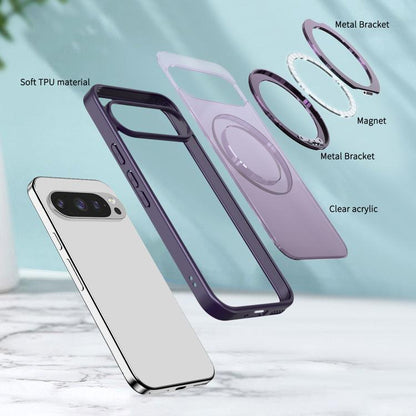 For Google Pixel 10 Pro kalebol MagSafe Metal Ring Holder Phone Case(Dark Purple) - Google Cases by Kalebol | Online Shopping UK | buy2fix