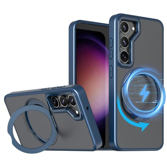 For Samsung Galaxy S23 5G kalebol MagSafe Metal Ring Holder Phone Case(Blue)