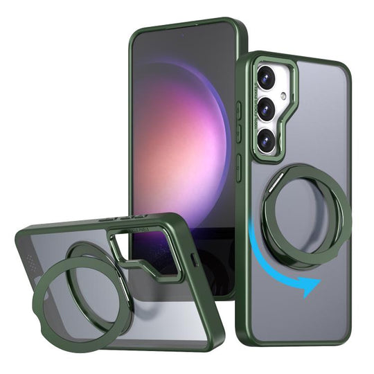 For Samsung Galaxy S24+ 5G kalebol MagSafe Metal Ring Holder Phone Case(Green)