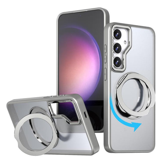 For Samsung Galaxy S24+ 5G kalebol MagSafe Metal Ring Holder Phone Case(Titanium Gray)