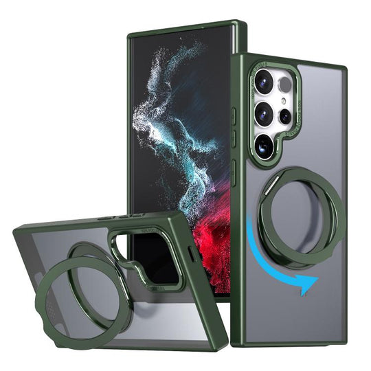 For Samsung Galaxy S24 Ultra 5G kalebol MagSafe Metal Ring Holder Phone Case(Green)