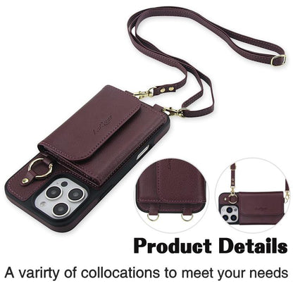 For iPhone 16 Pro AwQuer 2 in 1 Crossbody Wallet Leather Back Phone Case(Wine Red) - iPhone 16 Pro Cases by Awquer | Online Shopping UK | buy2fix