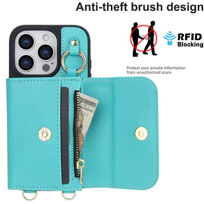 For iPhone 16 Pro AwQuer 2 in 1 Crossbody Wallet Leather Back Phone Case(Light Green) - iPhone 16 Pro Cases by Awquer | Online Shopping UK | buy2fix