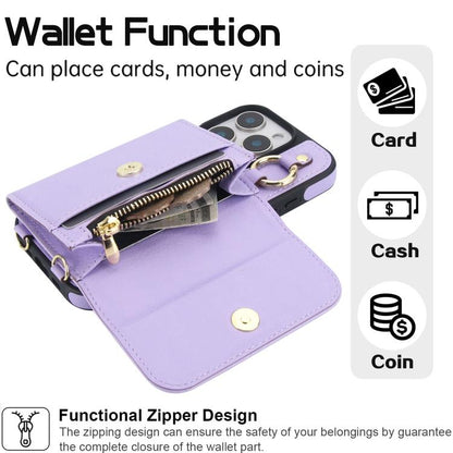 For iPhone 16 Pro AwQuer 2 in 1 Crossbody Wallet Leather Back Phone Case(Light Purple) - iPhone 16 Pro Cases by Awquer | Online Shopping UK | buy2fix