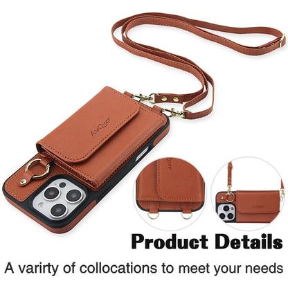 For iPhone 16 Pro AwQuer 2 in 1 Crossbody Wallet Leather Back Phone Case(Brown) - iPhone 16 Pro Cases by Awquer | Online Shopping UK | buy2fix
