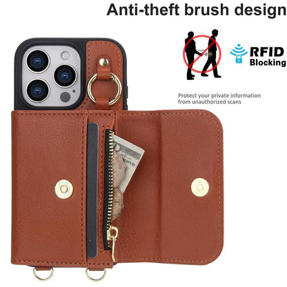 For iPhone 16 Pro AwQuer 2 in 1 Crossbody Wallet Leather Back Phone Case(Brown) - iPhone 16 Pro Cases by Awquer | Online Shopping UK | buy2fix
