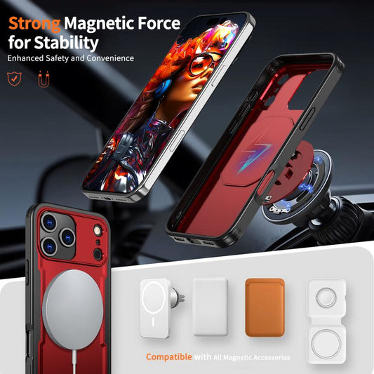 For iPhone 17 Pro Max kalebol Metal 360 Degree Rotation Holder MagSafe Phone Case(Red) - iPhone 17 Pro Max Cases by Kalebol | Online Shopping UK | buy2fix