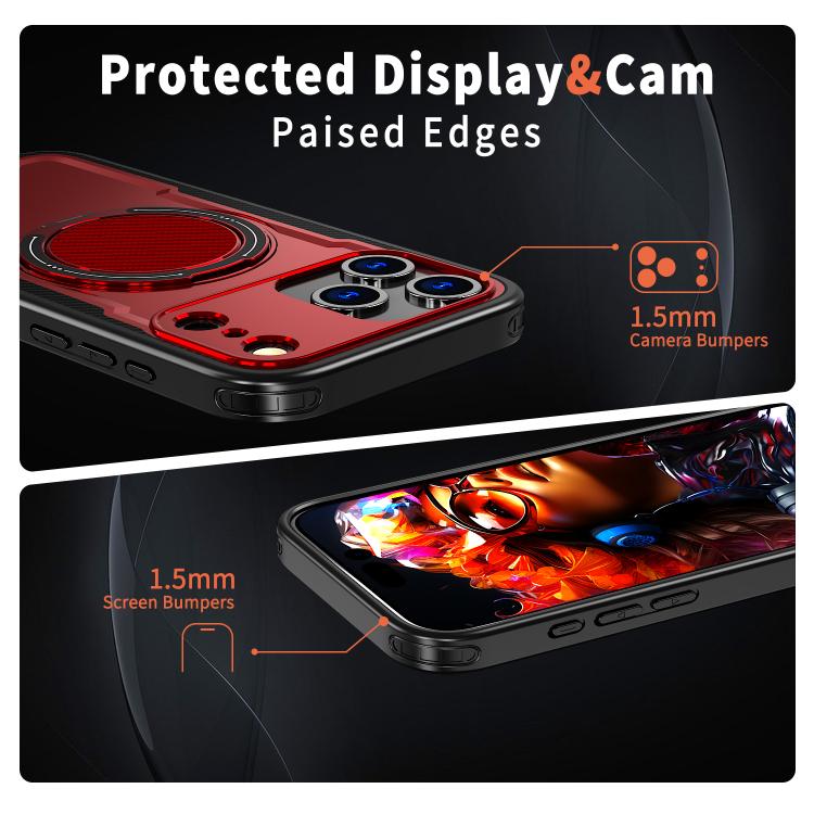For iPhone 17 Pro Max kalebol Metal 360 Degree Rotation Holder MagSafe Phone Case(Red) - iPhone 17 Pro Max Cases by Kalebol | Online Shopping UK | buy2fix