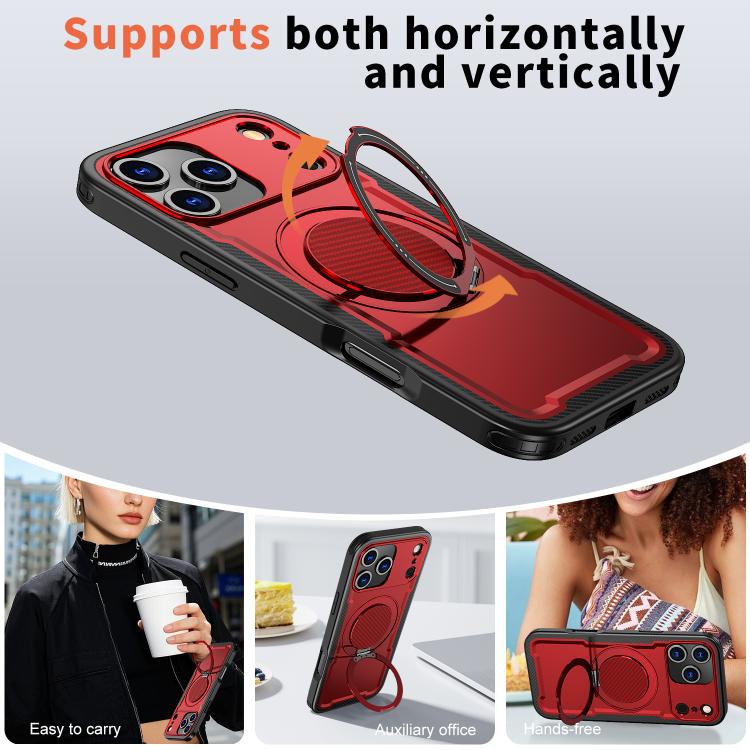 For iPhone 17 Pro Max kalebol Metal 360 Degree Rotation Holder MagSafe Phone Case(Red) - iPhone 17 Pro Max Cases by Kalebol | Online Shopping UK | buy2fix