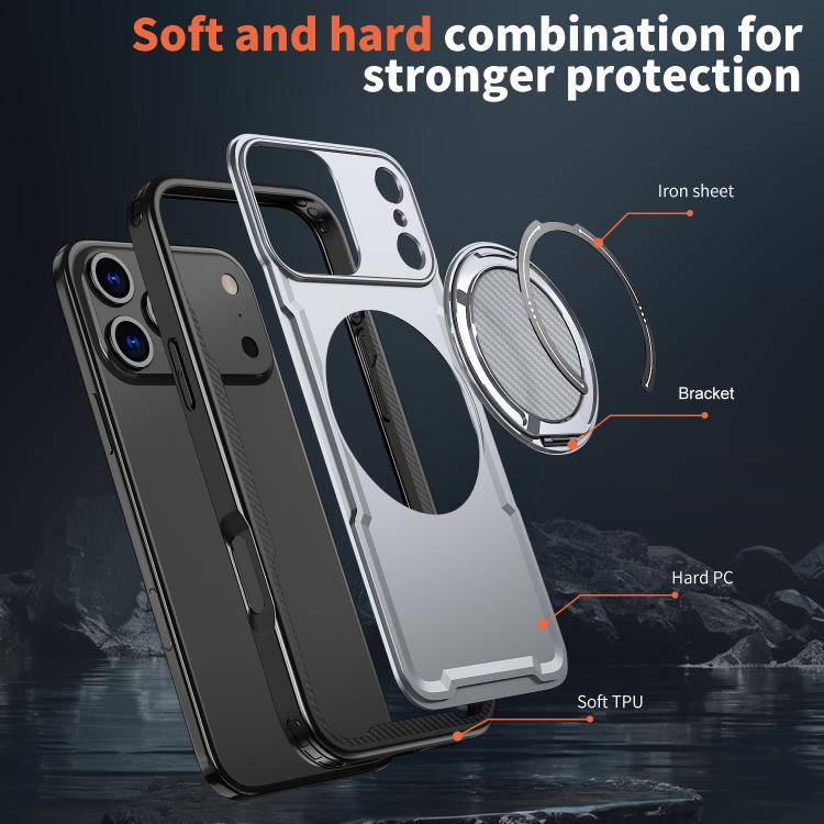 For iPhone 17 Pro Max kalebol Metal 360 Degree Rotation Holder MagSafe Phone Case(Grey) - iPhone 17 Pro Max Cases by Kalebol | Online Shopping UK | buy2fix
