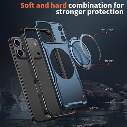 For iPhone 17 Pro Max kalebol Metal 360 Degree Rotation Holder MagSafe Phone Case(Navy Blue) - iPhone 17 Pro Max Cases by Kalebol | Online Shopping UK | buy2fix