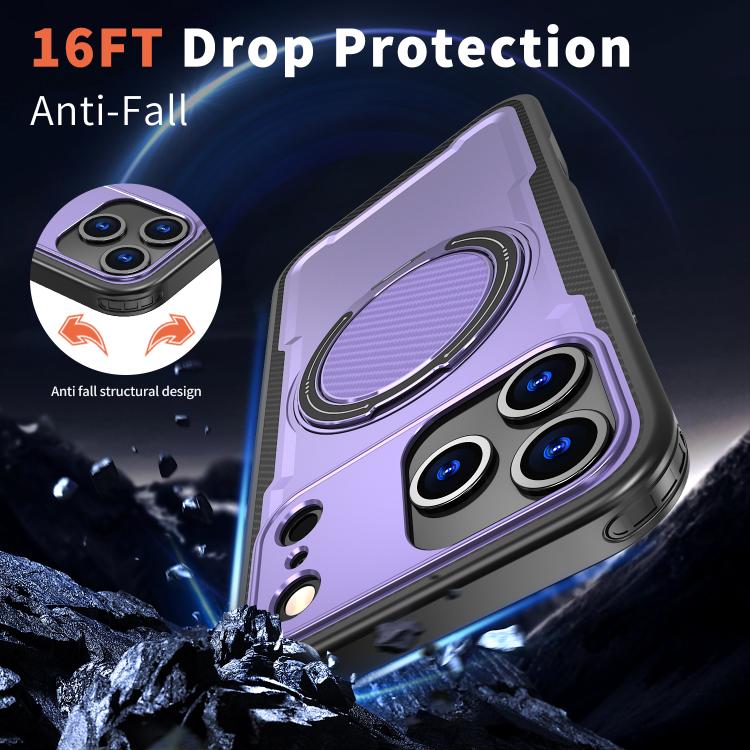 For iPhone 17 Pro Max kalebol Metal 360 Degree Rotation Holder MagSafe Phone Case(Purple) - iPhone 17 Pro Max Cases by Kalebol | Online Shopping UK | buy2fix