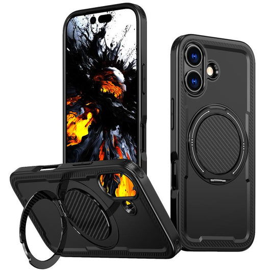 For iPhone 17 kalebol Metal 360 Degree Rotation Holder MagSafe Phone Case(Black) - iPhone 17 Cases by Kalebol | Online Shopping UK | buy2fix
