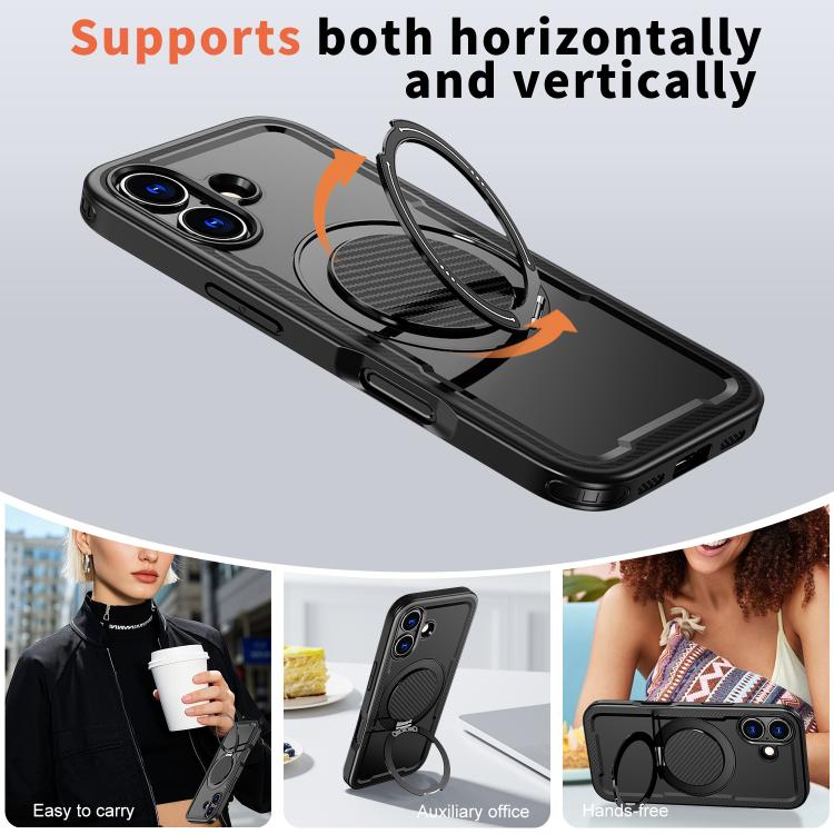 For iPhone 17 kalebol Metal 360 Degree Rotation Holder MagSafe Phone Case(Black) - iPhone 17 Cases by Kalebol | Online Shopping UK | buy2fix