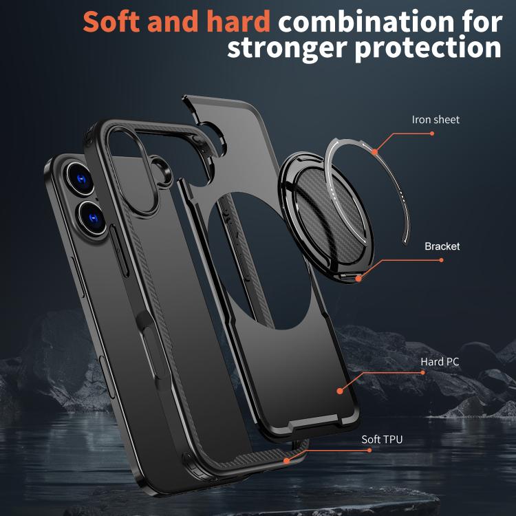 For iPhone 17 kalebol Metal 360 Degree Rotation Holder MagSafe Phone Case(Black) - iPhone 17 Cases by Kalebol | Online Shopping UK | buy2fix