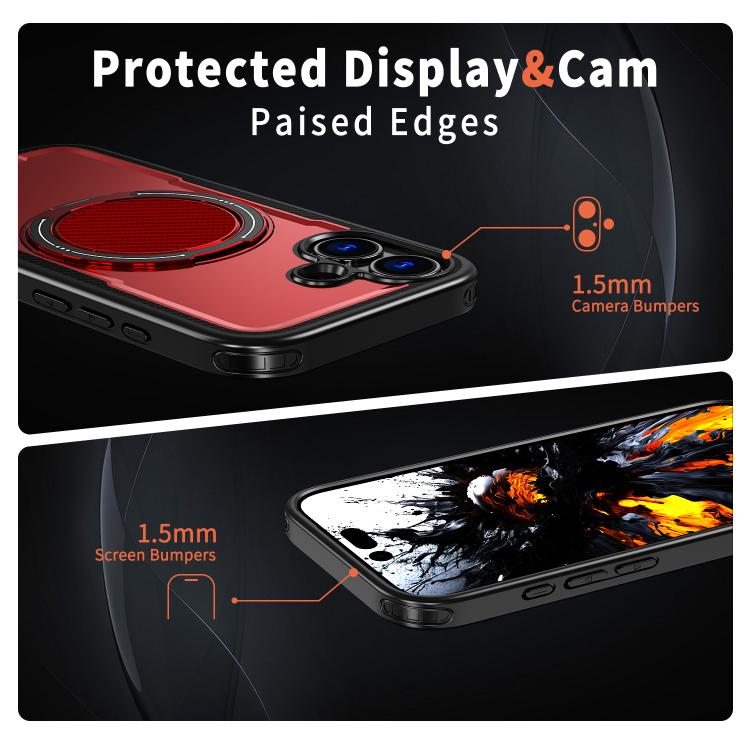 For iPhone 17 kalebol Metal 360 Degree Rotation Holder MagSafe Phone Case(Red) - iPhone 17 Cases by Kalebol | Online Shopping UK | buy2fix