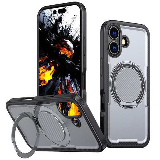 For iPhone 17 kalebol Metal 360 Degree Rotation Holder MagSafe Phone Case(Grey)