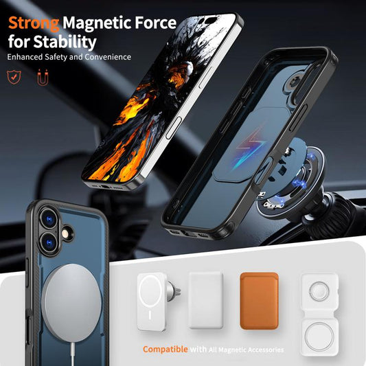 For iPhone 17 kalebol Metal 360 Degree Rotation Holder MagSafe Phone Case(Navy Blue) - iPhone 17 Cases by Kalebol | Online Shopping UK | buy2fix