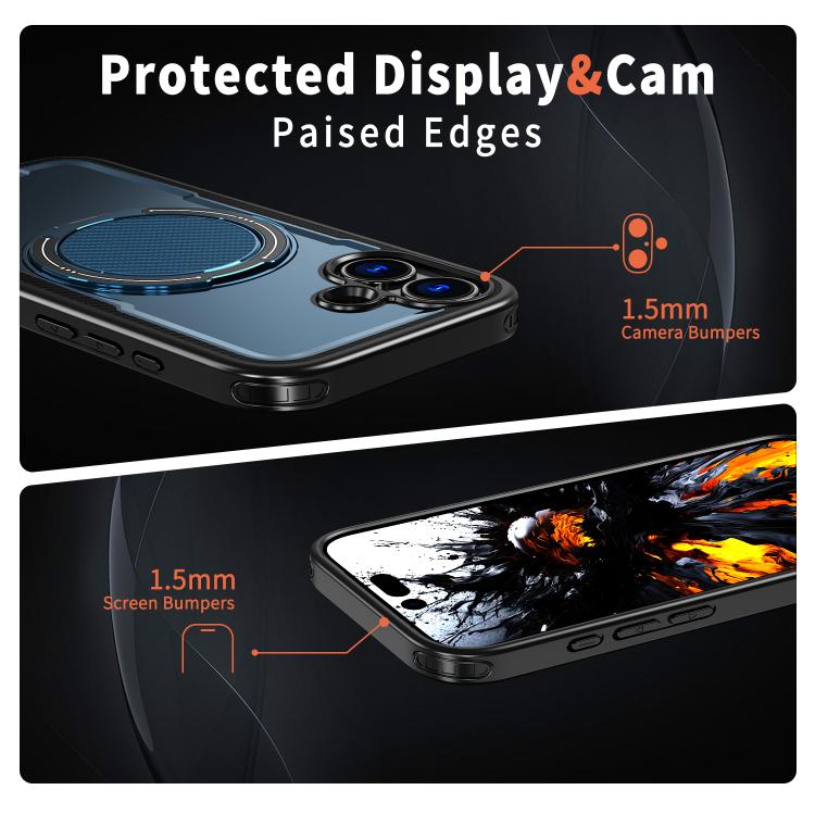 For iPhone 17 kalebol Metal 360 Degree Rotation Holder MagSafe Phone Case(Navy Blue) - iPhone 17 Cases by Kalebol | Online Shopping UK | buy2fix