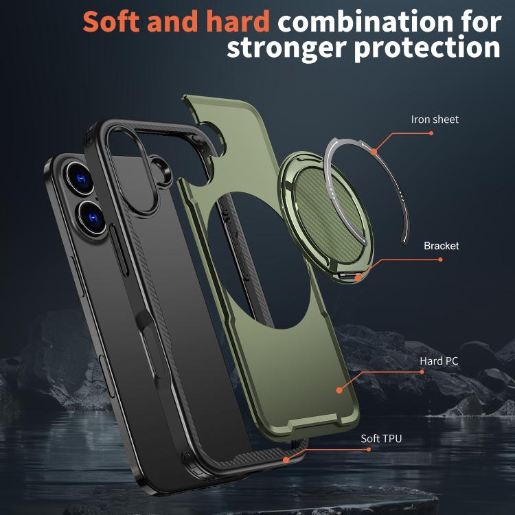 For iPhone 17 kalebol Metal 360 Degree Rotation Holder MagSafe Phone Case(Green) - iPhone 17 Cases by Kalebol | Online Shopping UK | buy2fix