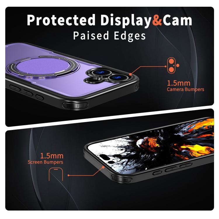 For iPhone 17 kalebol Metal 360 Degree Rotation Holder MagSafe Phone Case(Purple) - iPhone 17 Cases by Kalebol | Online Shopping UK | buy2fix