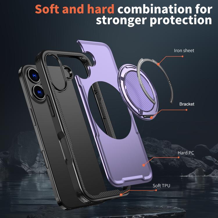 For iPhone 17 kalebol Metal 360 Degree Rotation Holder MagSafe Phone Case(Purple) - iPhone 17 Cases by Kalebol | Online Shopping UK | buy2fix