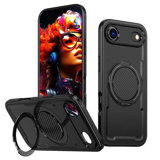 For iPhone 17 Air kalebol Metal 360 Degree Rotation Holder MagSafe Phone Case(Black)