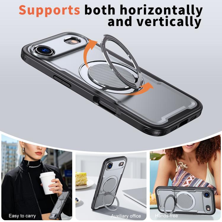 For iPhone 17 Air kalebol Metal 360 Degree Rotation Holder MagSafe Phone Case(Grey) - iPhone 17 Air Cases by Kalebol | Online Shopping UK | buy2fix