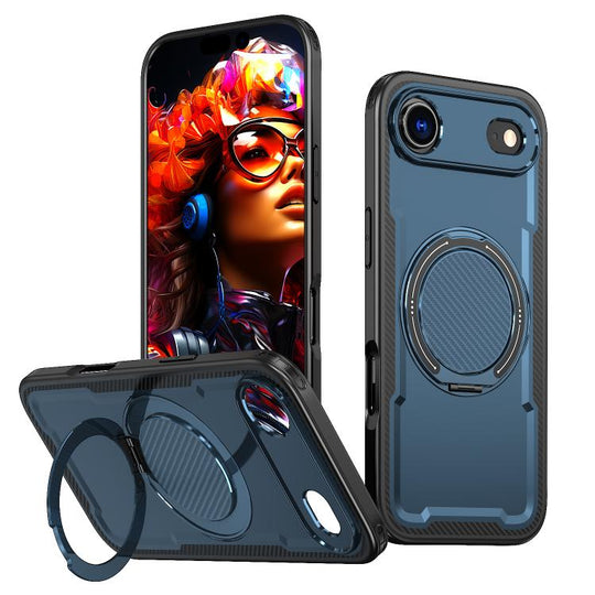 For iPhone 17 Air kalebol Metal 360 Degree Rotation Holder MagSafe Phone Case(Navy Blue)