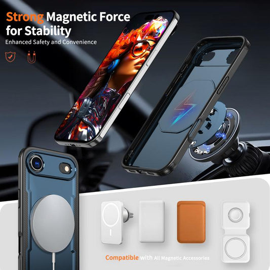For iPhone 17 Air kalebol Metal 360 Degree Rotation Holder MagSafe Phone Case(Navy Blue) - iPhone 17 Air Cases by Kalebol | Online Shopping UK | buy2fix