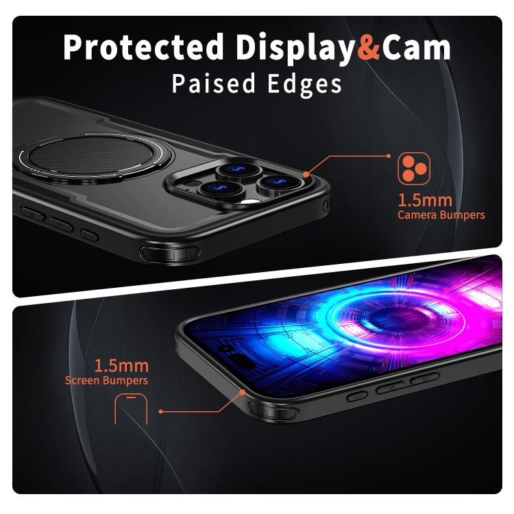 For iPhone 16 Pro Max kalebol Metal 360 Degree Rotation Holder MagSafe Phone Case(Black) - iPhone 16 Pro Max Cases by Kalebol | Online Shopping UK | buy2fix
