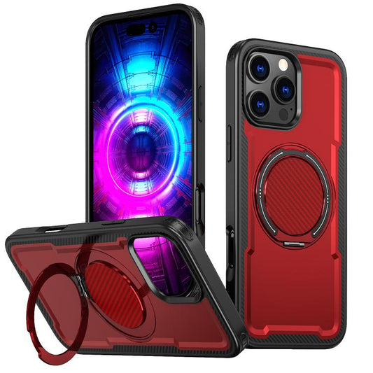 For iPhone 16 Pro Max kalebol Metal 360 Degree Rotation Holder MagSafe Phone Case(Red) - iPhone 16 Pro Max Cases by Kalebol | Online Shopping UK | buy2fix