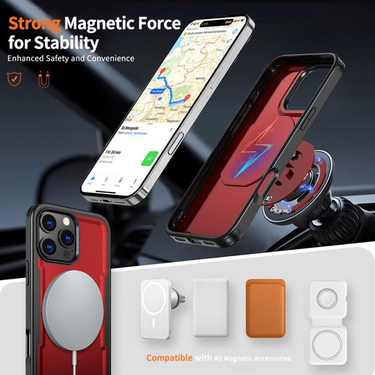 For iPhone 16 Pro Max kalebol Metal 360 Degree Rotation Holder MagSafe Phone Case(Red) - iPhone 16 Pro Max Cases by Kalebol | Online Shopping UK | buy2fix