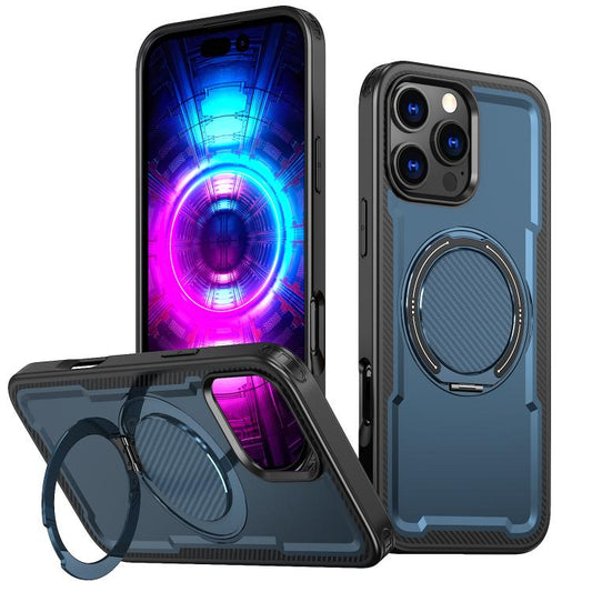 For iPhone 16 Pro Max kalebol Metal 360 Degree Rotation Holder MagSafe Phone Case(Navy Blue) - iPhone 16 Pro Max Cases by Kalebol | Online Shopping UK | buy2fix
