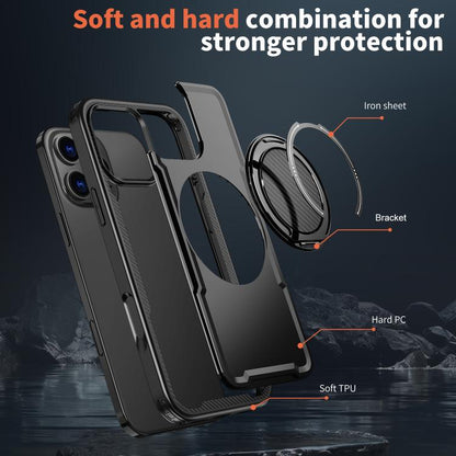 For iPhone 16 Pro kalebol Metal 360 Degree Rotation Holder MagSafe Phone Case(Black) - iPhone 16 Pro Cases by Kalebol | Online Shopping UK | buy2fix