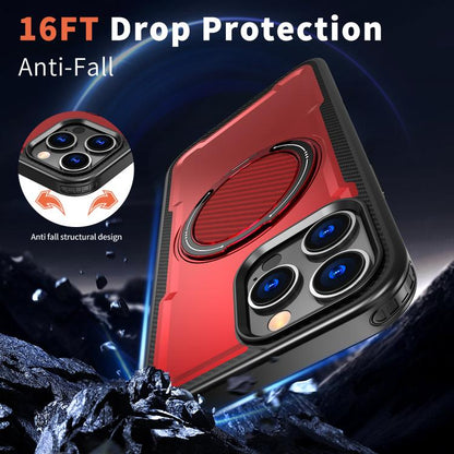 For iPhone 16 Pro kalebol Metal 360 Degree Rotation Holder MagSafe Phone Case(Red) - iPhone 16 Pro Cases by Kalebol | Online Shopping UK | buy2fix