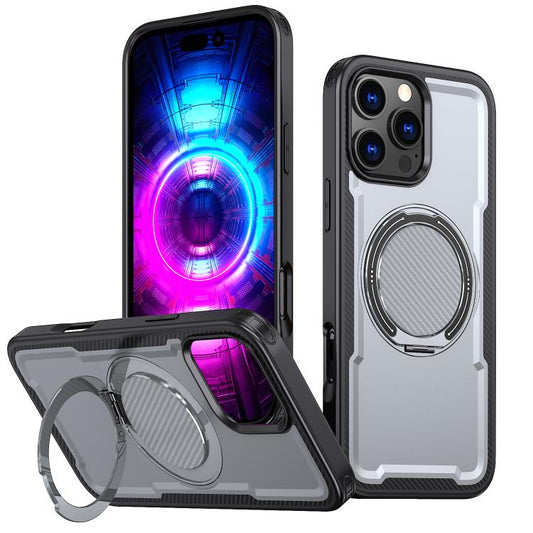For iPhone 16 Pro kalebol Metal 360 Degree Rotation Holder MagSafe Phone Case(Grey) - iPhone 16 Pro Cases by Kalebol | Online Shopping UK | buy2fix