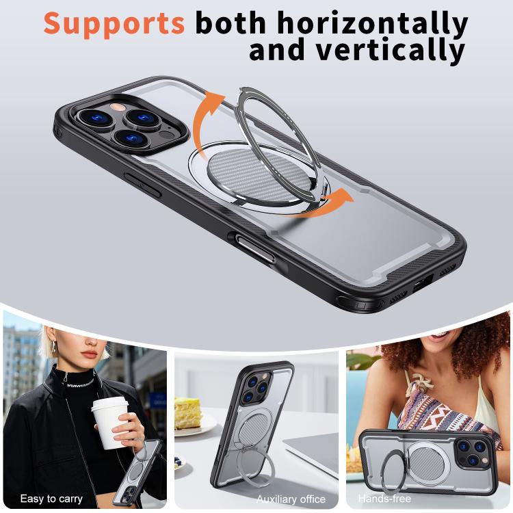 For iPhone 16 Pro kalebol Metal 360 Degree Rotation Holder MagSafe Phone Case(Grey) - iPhone 16 Pro Cases by Kalebol | Online Shopping UK | buy2fix