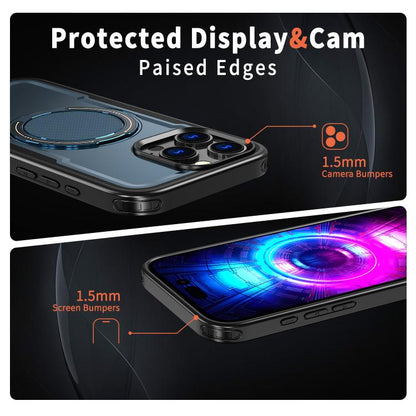 For iPhone 16 Pro kalebol Metal 360 Degree Rotation Holder MagSafe Phone Case(Navy Blue) - iPhone 16 Pro Cases by Kalebol | Online Shopping UK | buy2fix