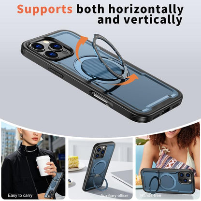 For iPhone 16 Pro kalebol Metal 360 Degree Rotation Holder MagSafe Phone Case(Navy Blue) - iPhone 16 Pro Cases by Kalebol | Online Shopping UK | buy2fix