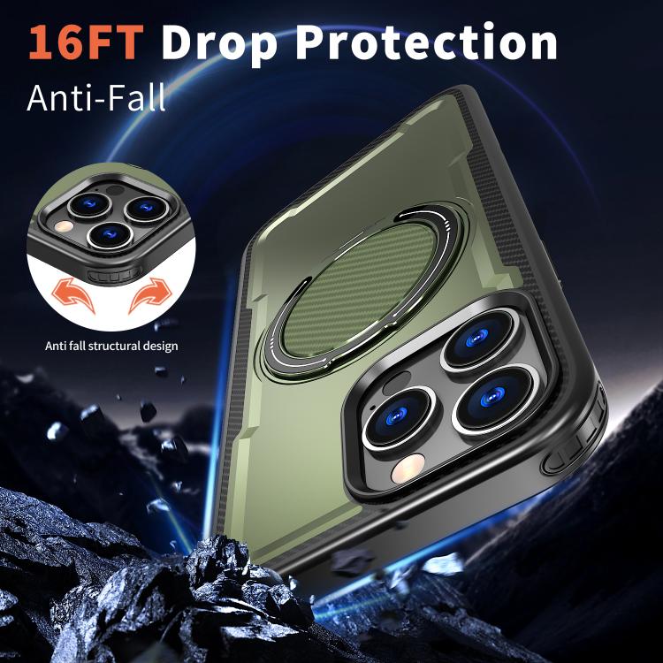 For iPhone 16 Pro kalebol Metal 360 Degree Rotation Holder MagSafe Phone Case(Green) - iPhone 16 Pro Cases by Kalebol | Online Shopping UK | buy2fix