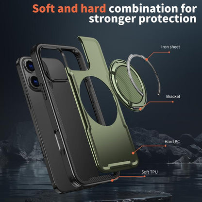 For iPhone 16 Pro kalebol Metal 360 Degree Rotation Holder MagSafe Phone Case(Green) - iPhone 16 Pro Cases by Kalebol | Online Shopping UK | buy2fix