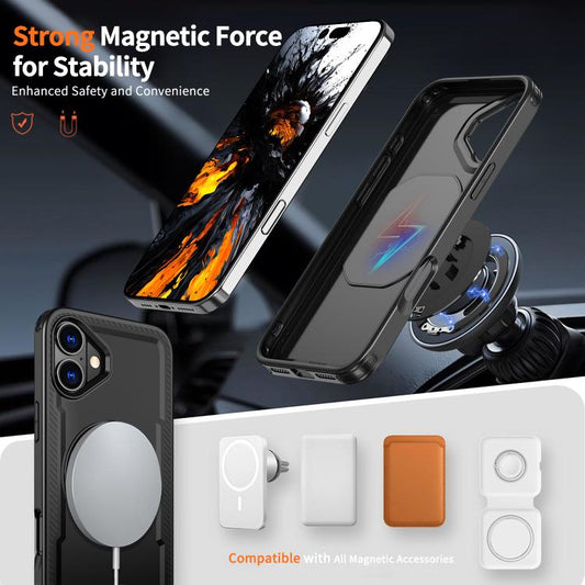 For iPhone 16 kalebol Metal 360 Degree Rotation Holder MagSafe Phone Case(Black) - iPhone 16 Cases by Kalebol | Online Shopping UK | buy2fix